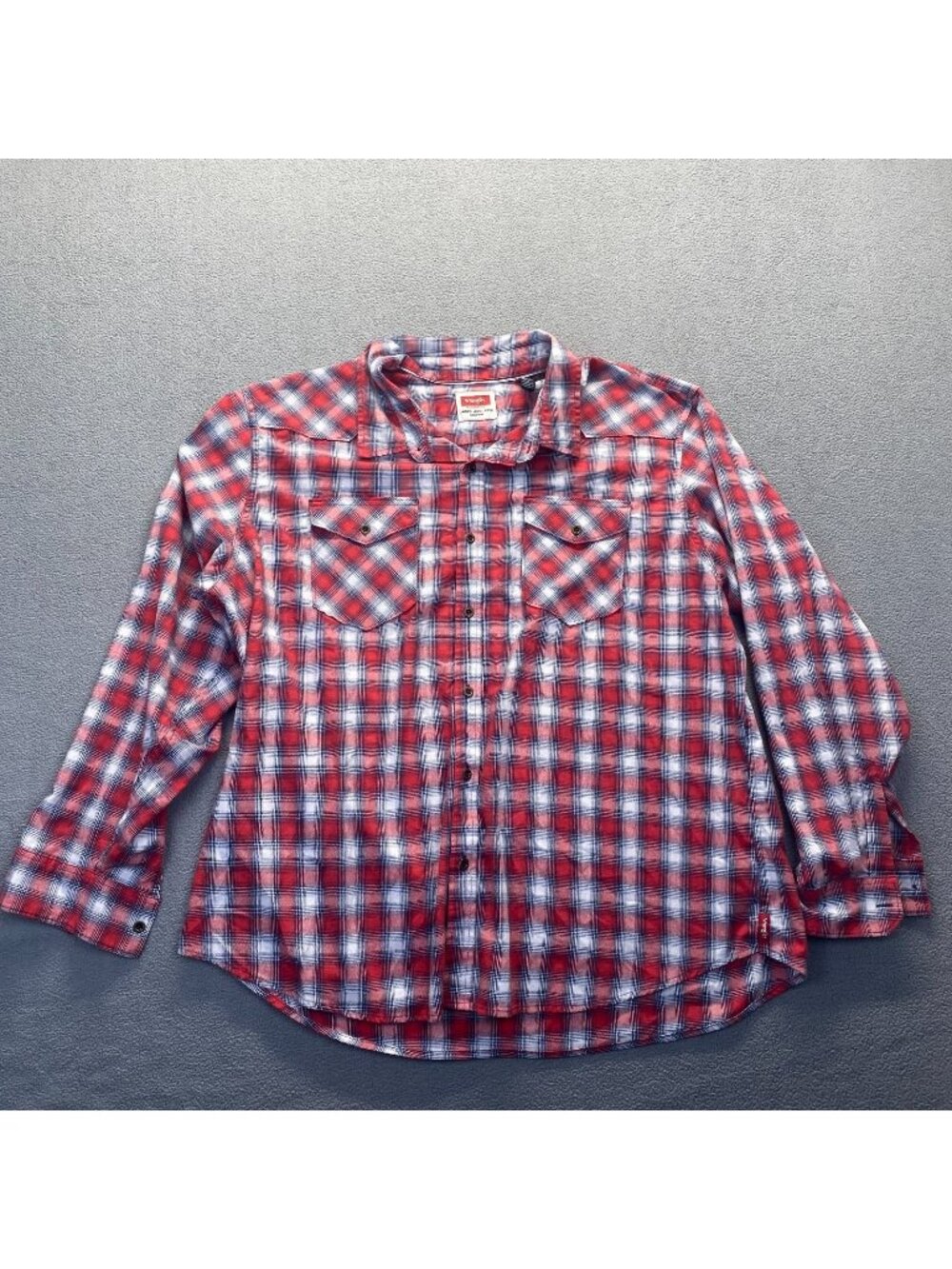 Wrangler Shirt Mens 3XL Red Long Sleeve Button Up Western Cowboy Rodeo Cotton